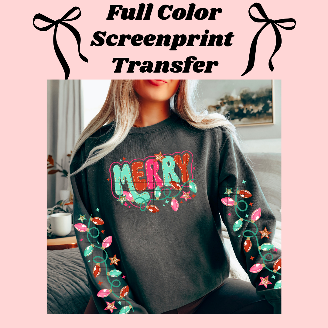 DTF Transfer Merry Lights with Sleeves