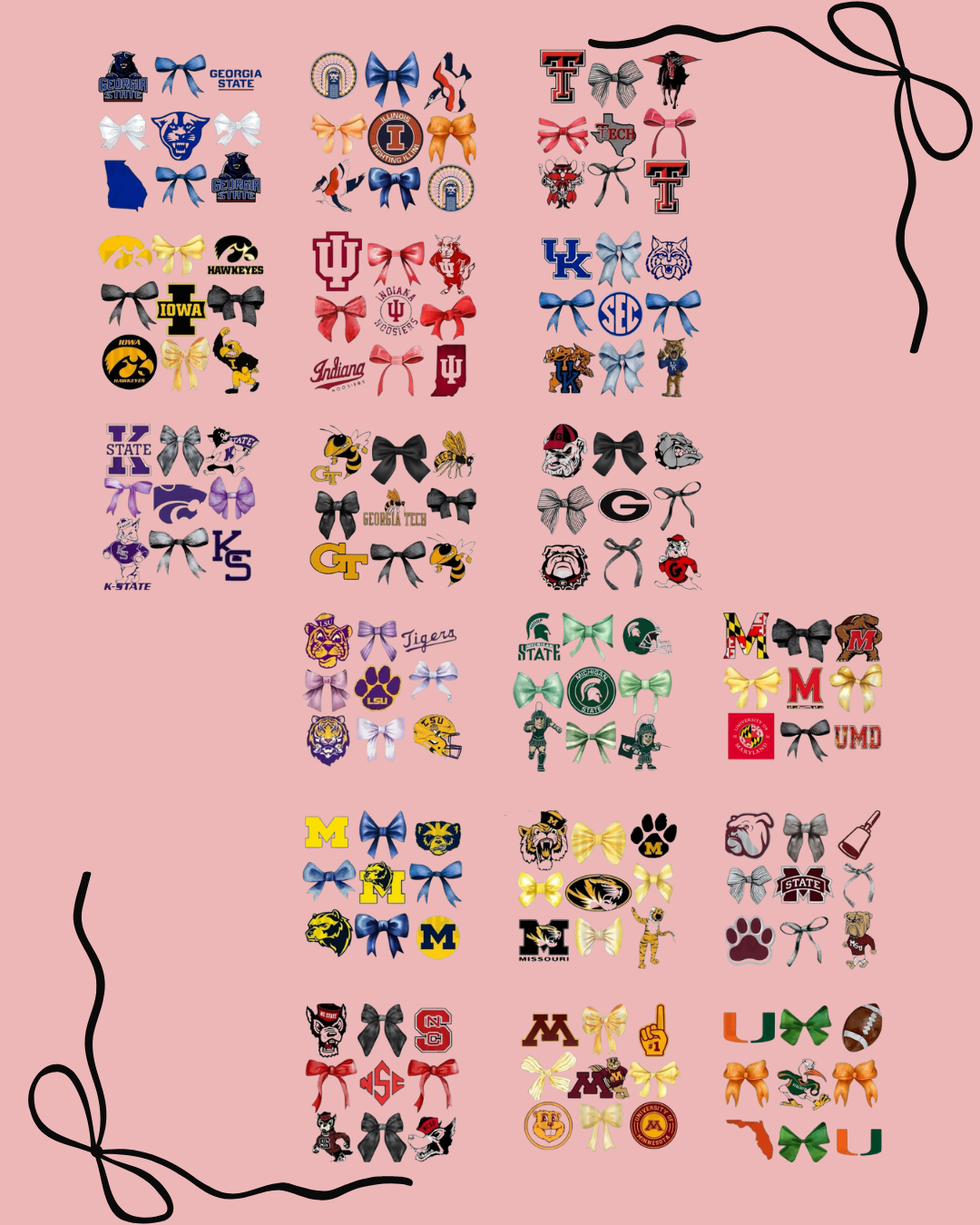 3x3 College UV DTF Sheet