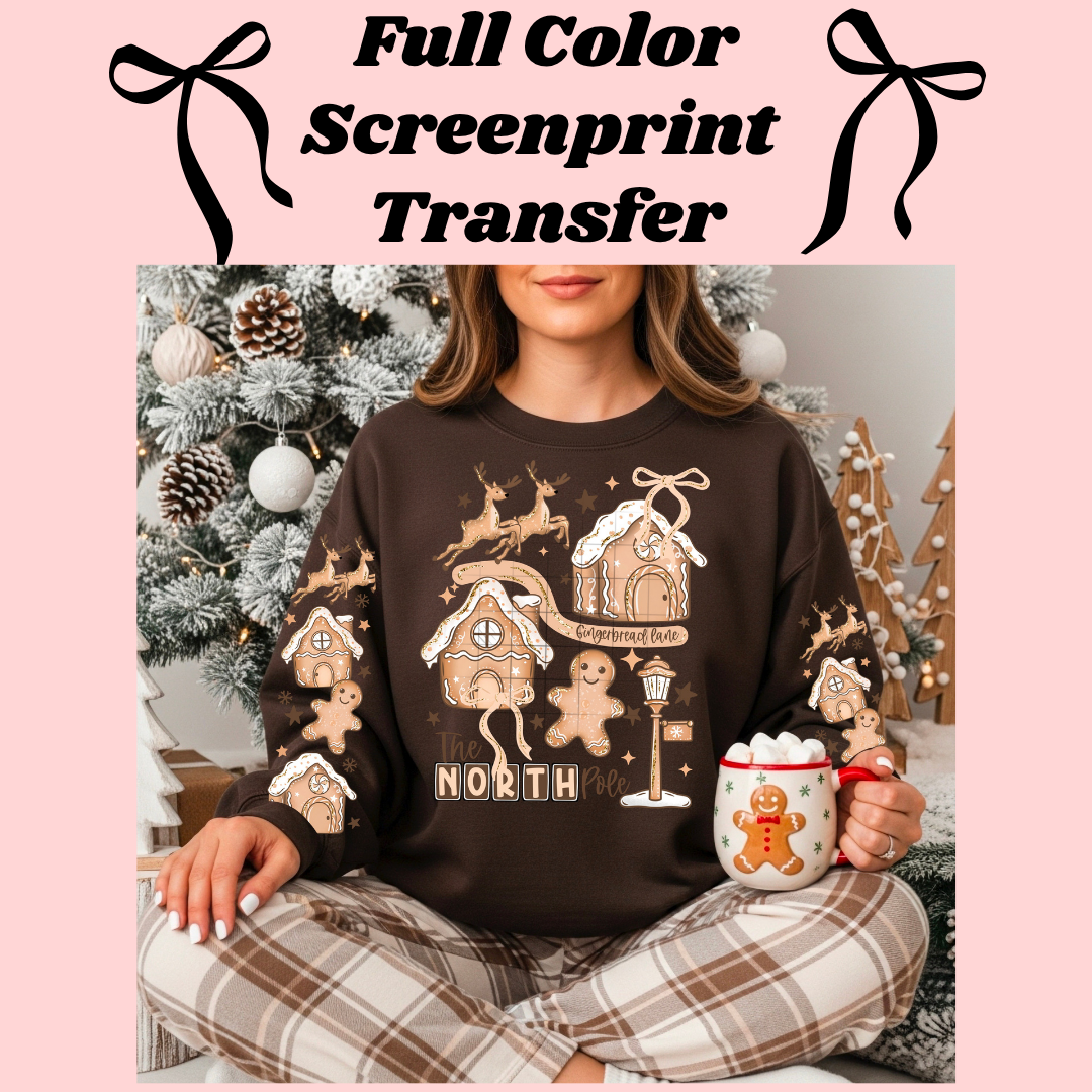 DTF Transfer The North Pole Gingerbread with Sleeves