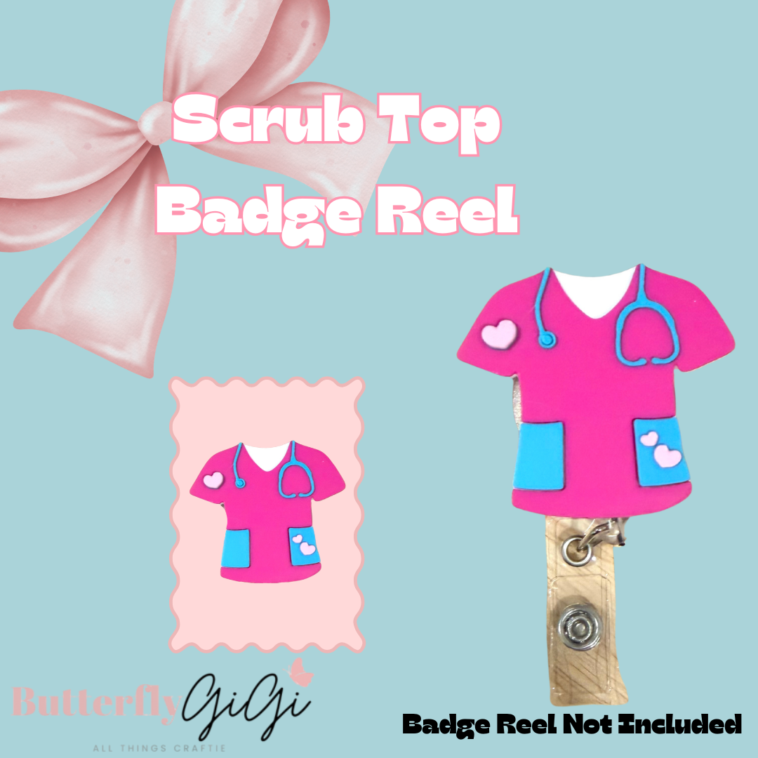 Scrub Top Badge Reel Attachment 3D Printed