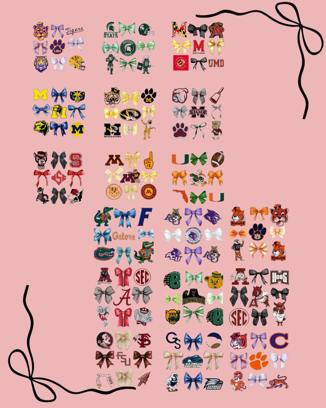 3x3 College UV DTF Sheet