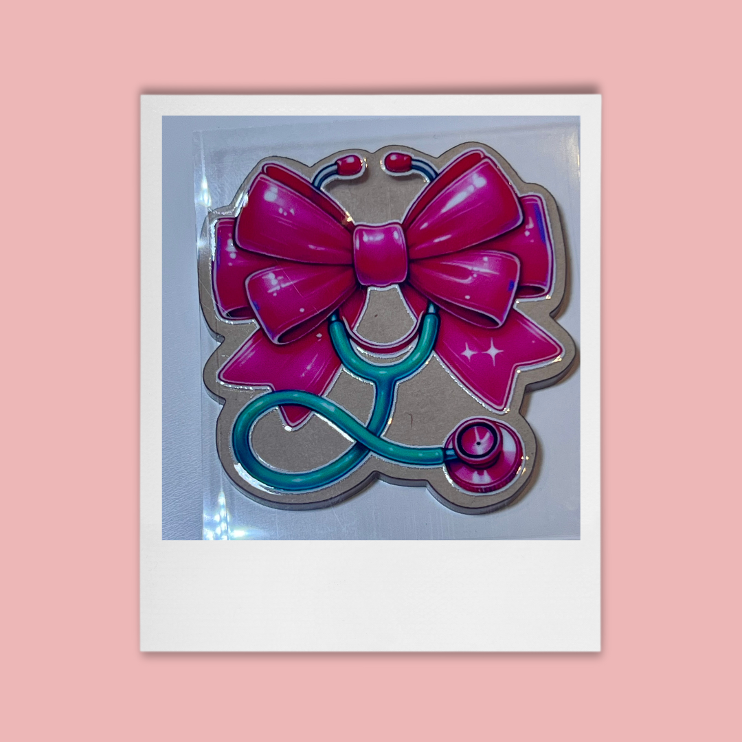 UVDTF Medical Stethoscope Bow PinkTeal
