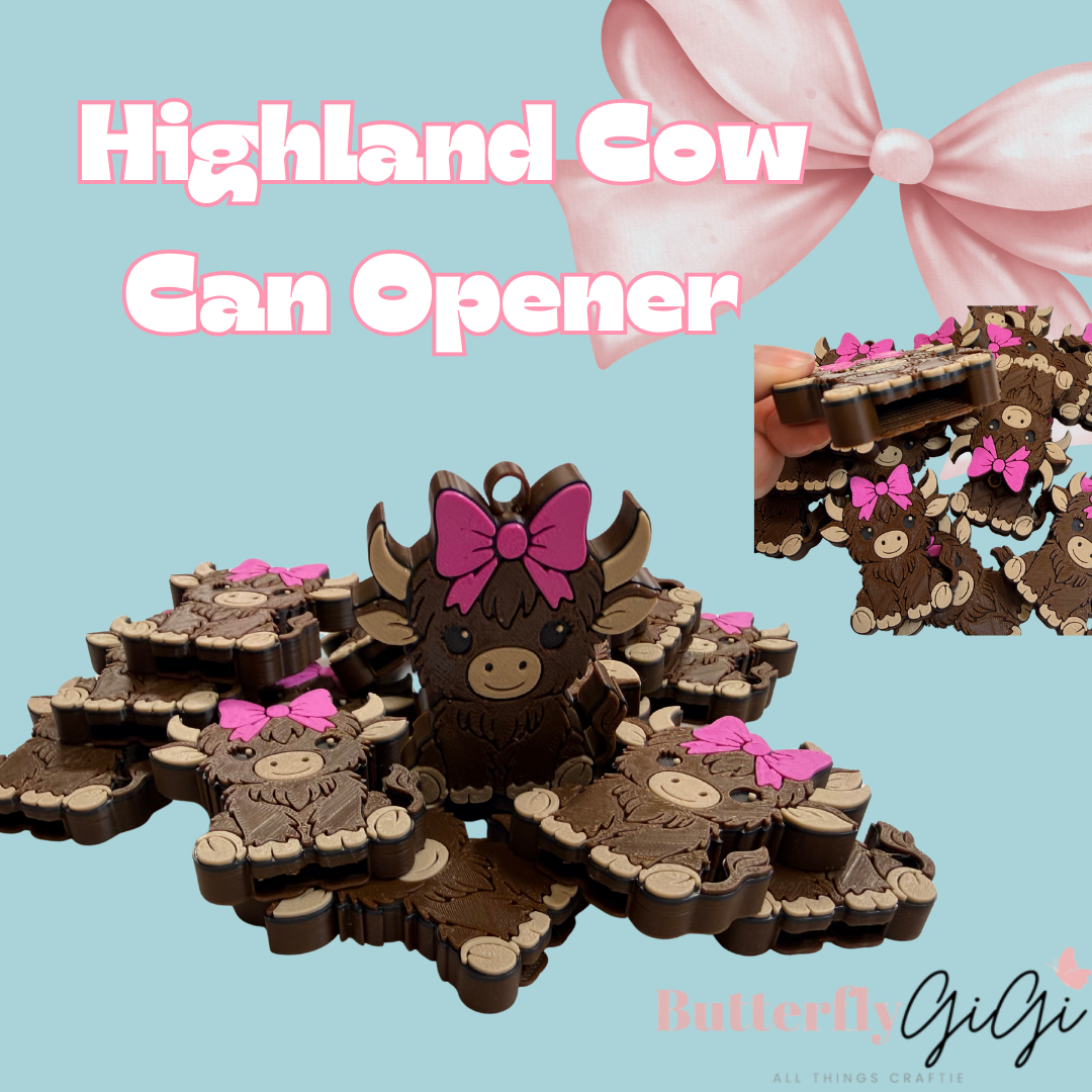 Highland Cow (Mascot) Can Opener 3D Printed