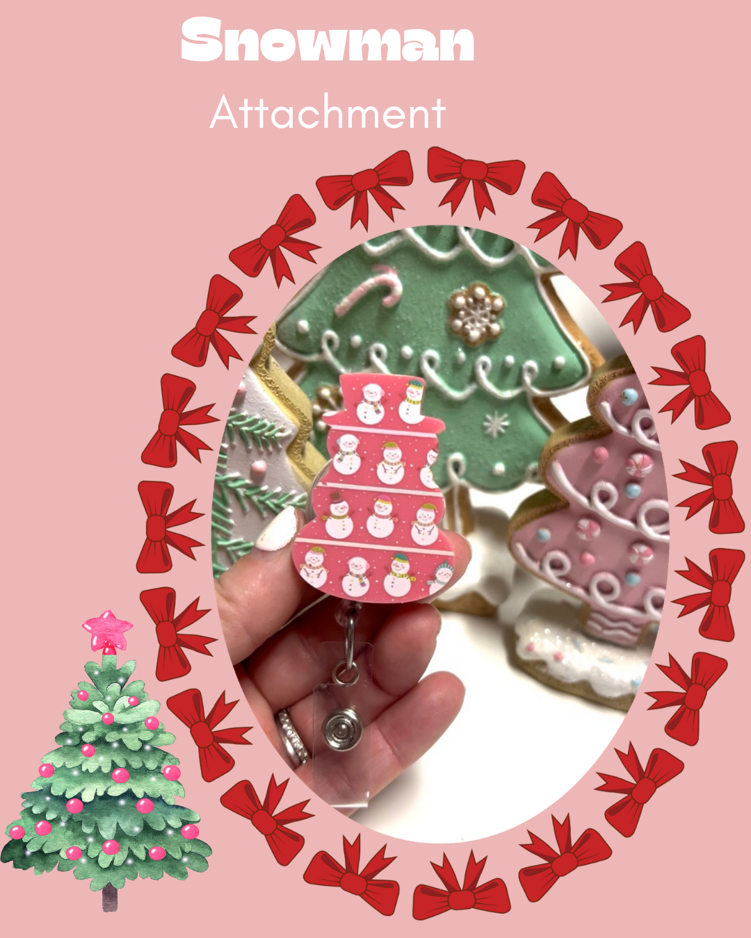 Snowman Badge Reel Attachment Acrylic