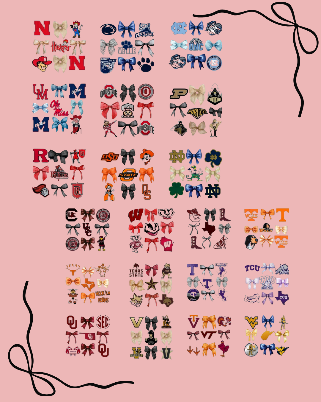 3x3 College UV DTF Sheet