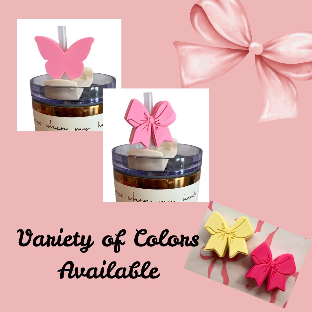 3D Printed Straw Topper Bow or Butterfly