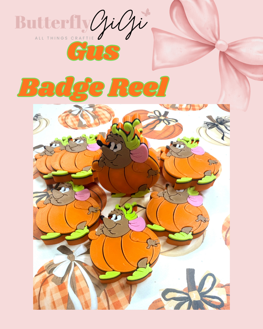 Gus Halloween Badge Reel Attachment 3D Printed