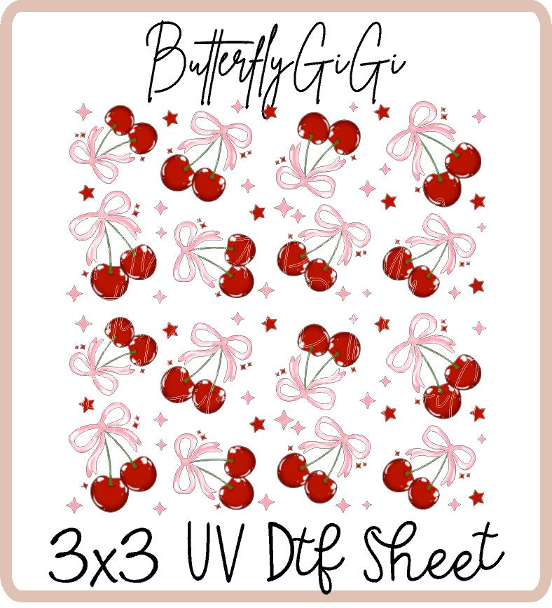 Cherry Bows Uv Dtf SHEET