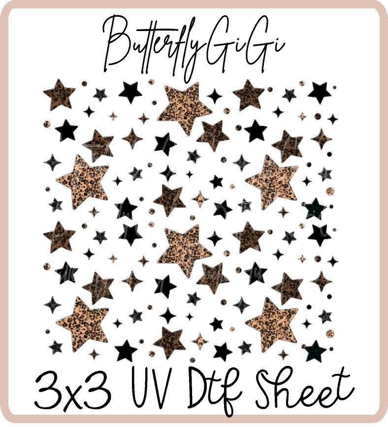 Leopard Stars Uv Dtf Sheet