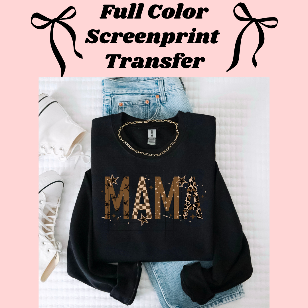 DTF Transfer Mama Mini Brown Stars