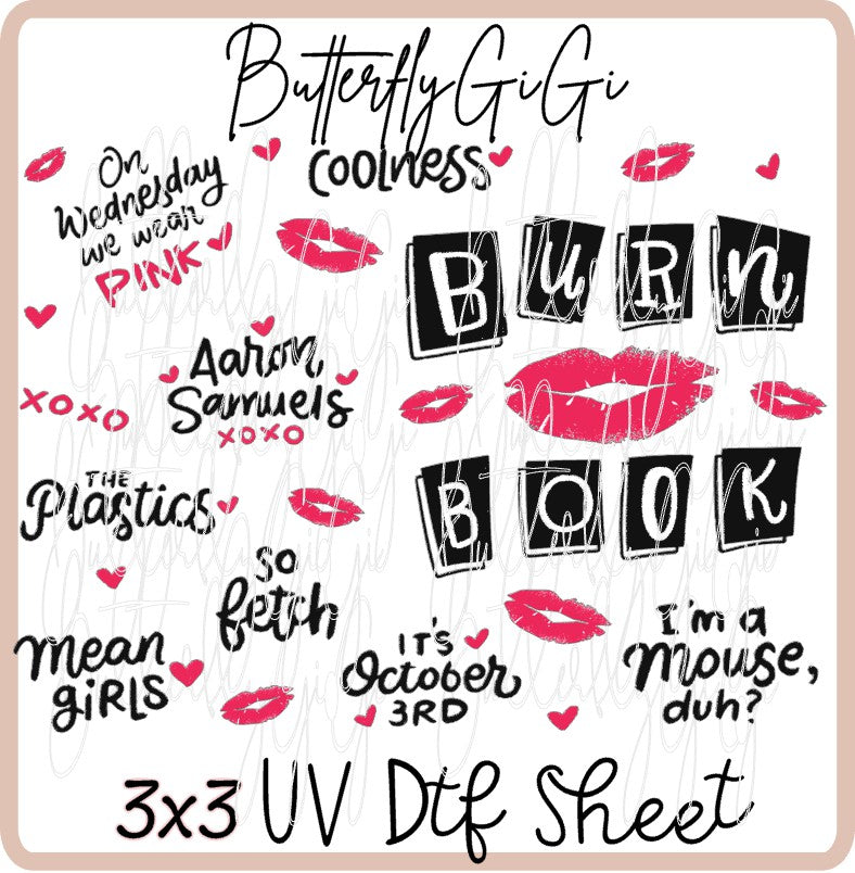 3x3 Burn Book UV Dtf SHEET