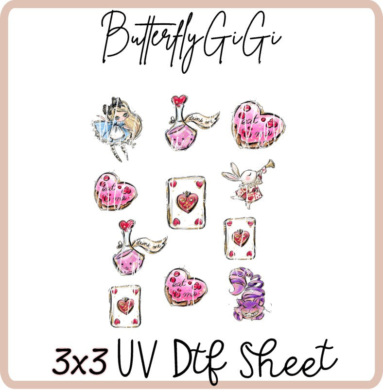 3x3 Alice Wonder Uv Dtf SHEET