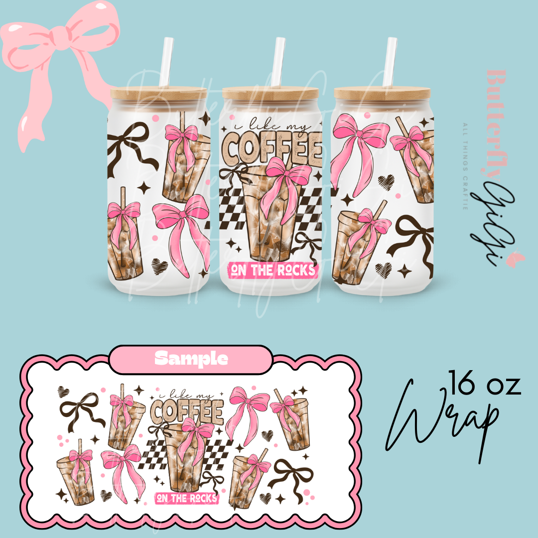Iced Coffee on the Rocks 16oz UVDTF Wrap