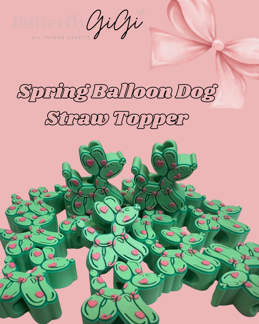 Spring Balloon Dog Straw Topper 3D Printed