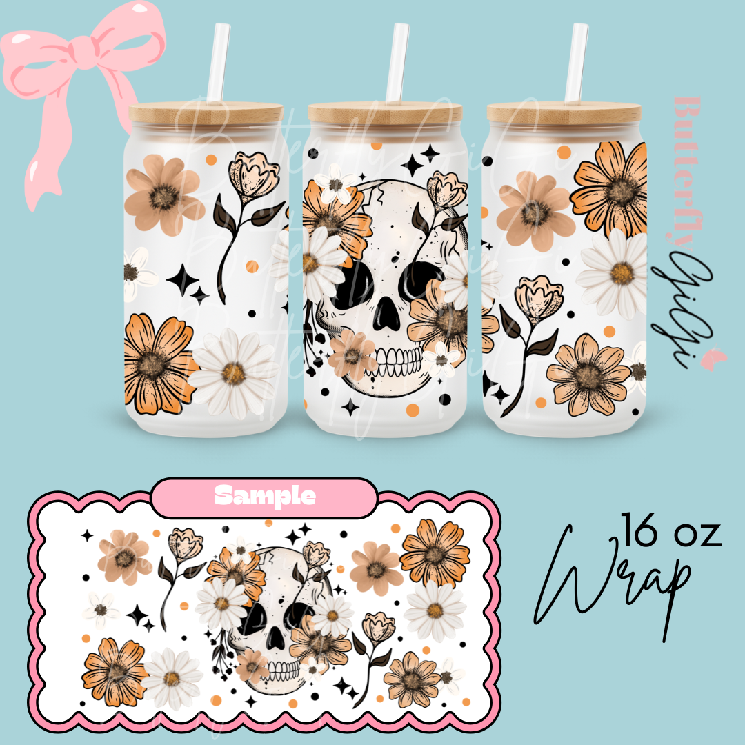 Skeleton Floral 16oz UVDTF Wrap