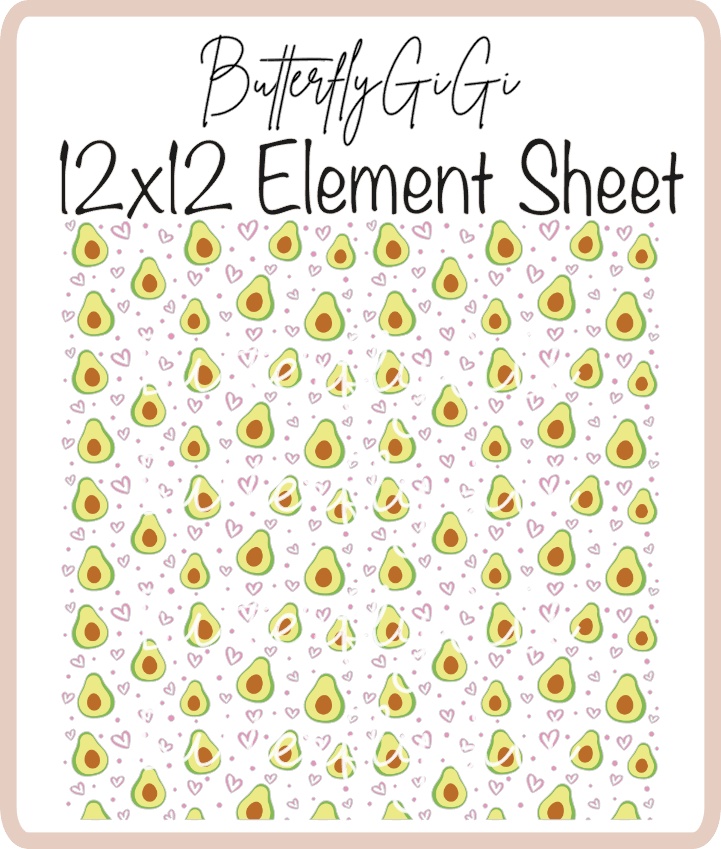Avo Love 12x12 UVDTF Element Sheet