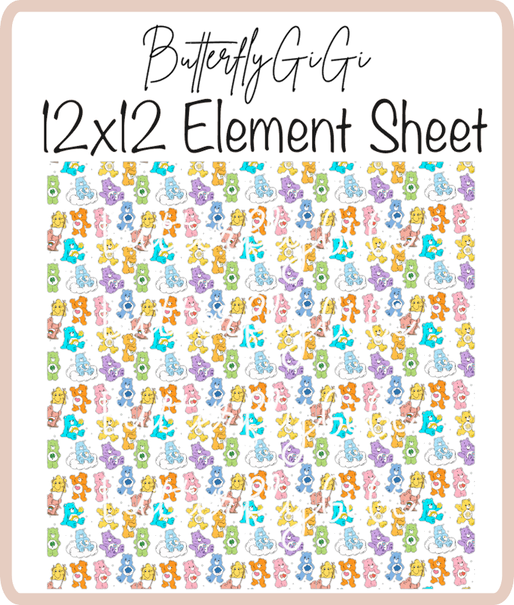 Colorful Bears 12x12 UVDTF Element Sheet
