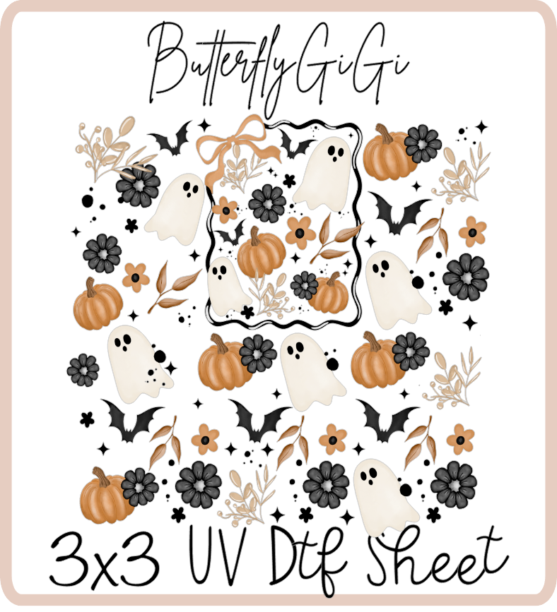 Fall Ghosts Bows 3x3 UVDtf Sheet