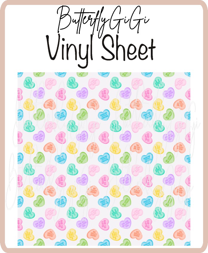 God is Love Candy Hearts Vinyl Sheet