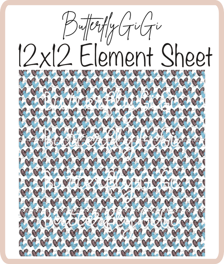Hearts Blue Chain 12x12 UVDTF Element Sheet