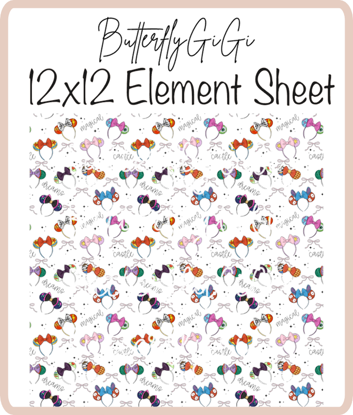 Mouse Bow Ears 12x12 UVDTF Element Sheet