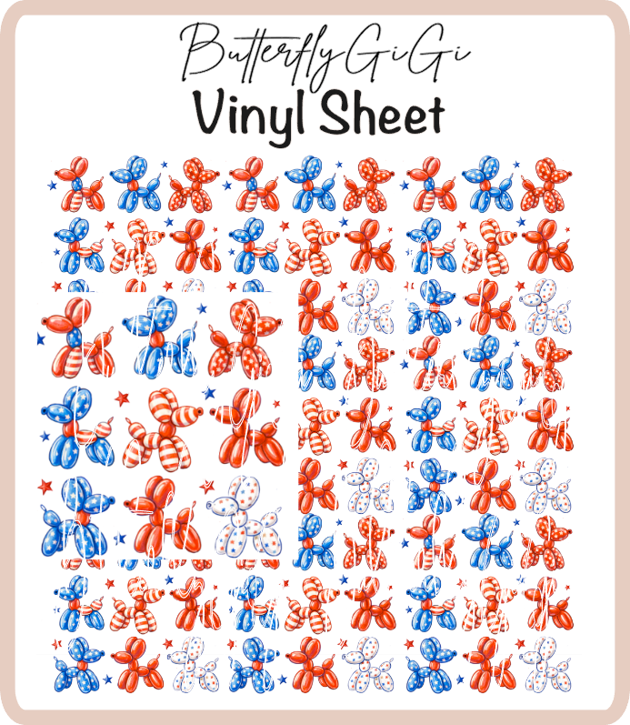 Patriotic Balloon Dog Vinyl Sheet