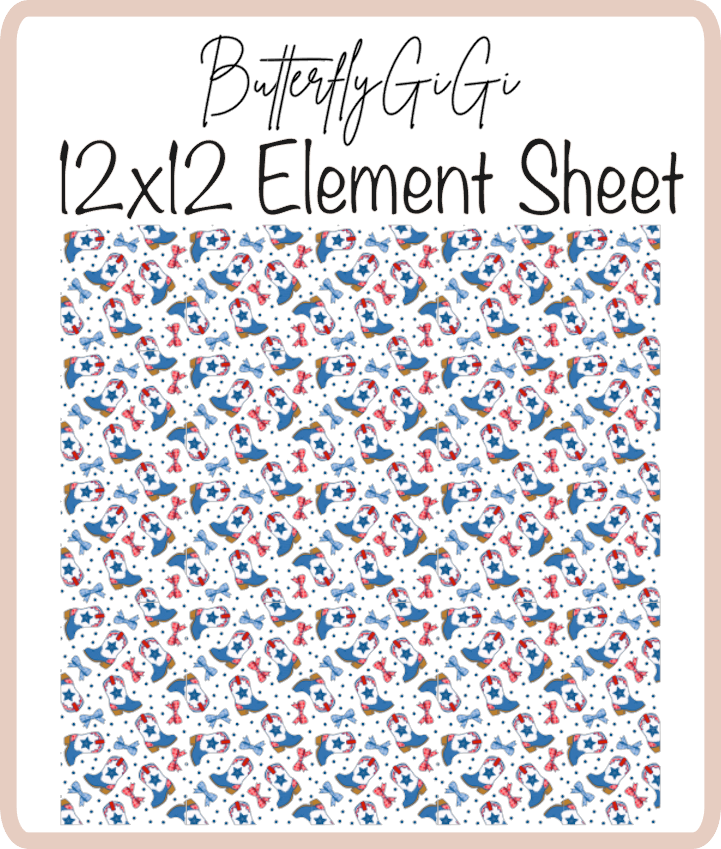 Patriotic Boots 12x12 UVDTF Element Sheet