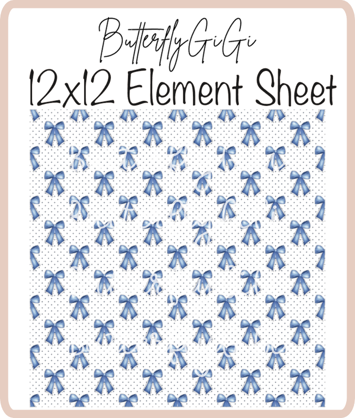 Polka Blue Bows 12x12 UVDTF Element Sheet