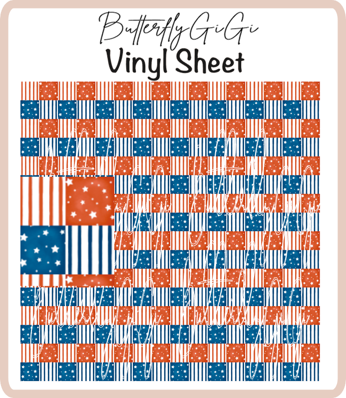 Red Blue Stripes Stars Vinyl Sheet