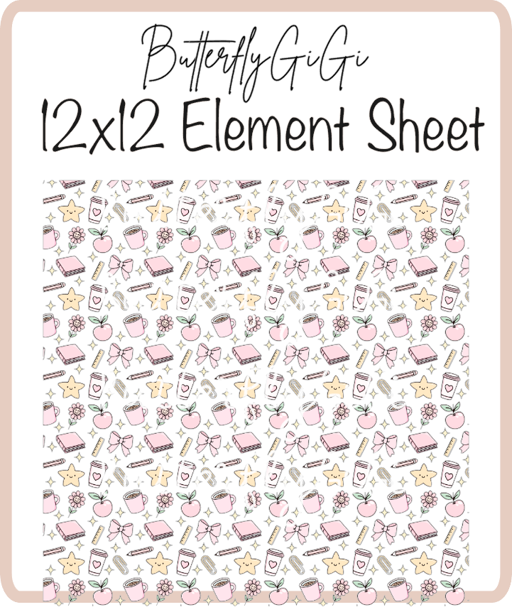 School Pink 12x12 UVDTF Element Sheet