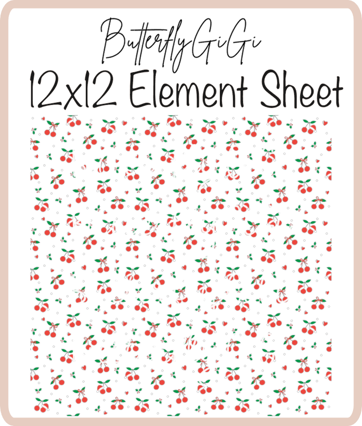 Xmas Cherries 12x12 UVDTF Element Sheet