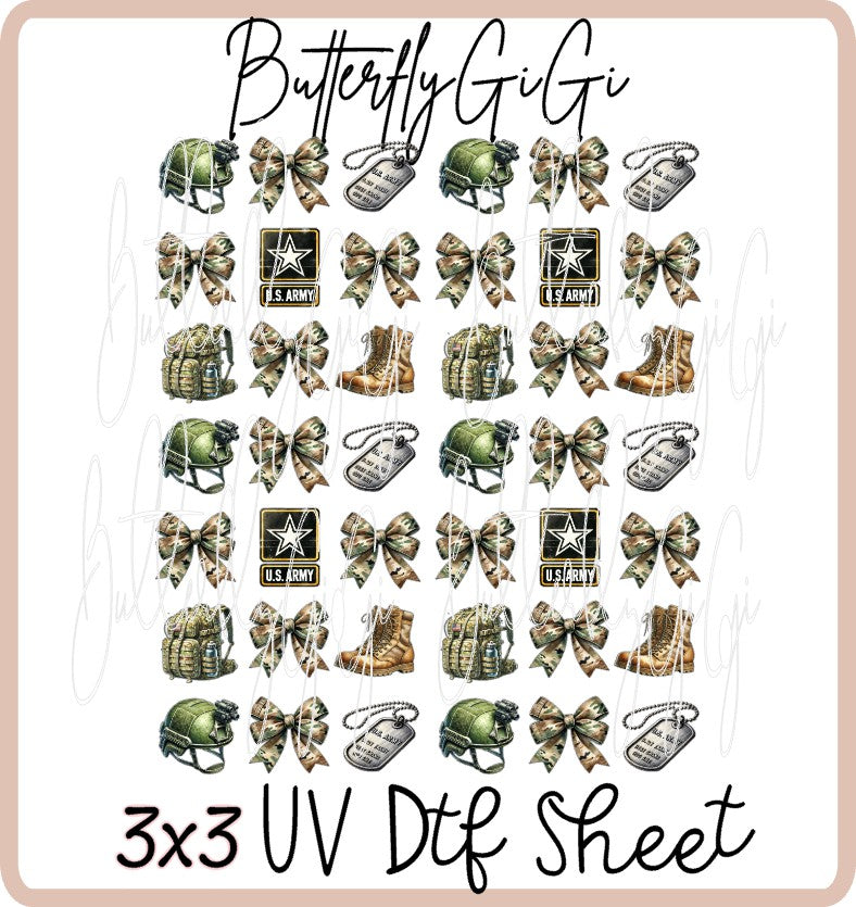 3x3 Army Uv Dtf SHEET