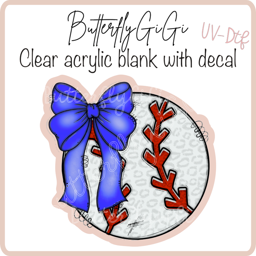 Baseball Blue Bow UvDTF