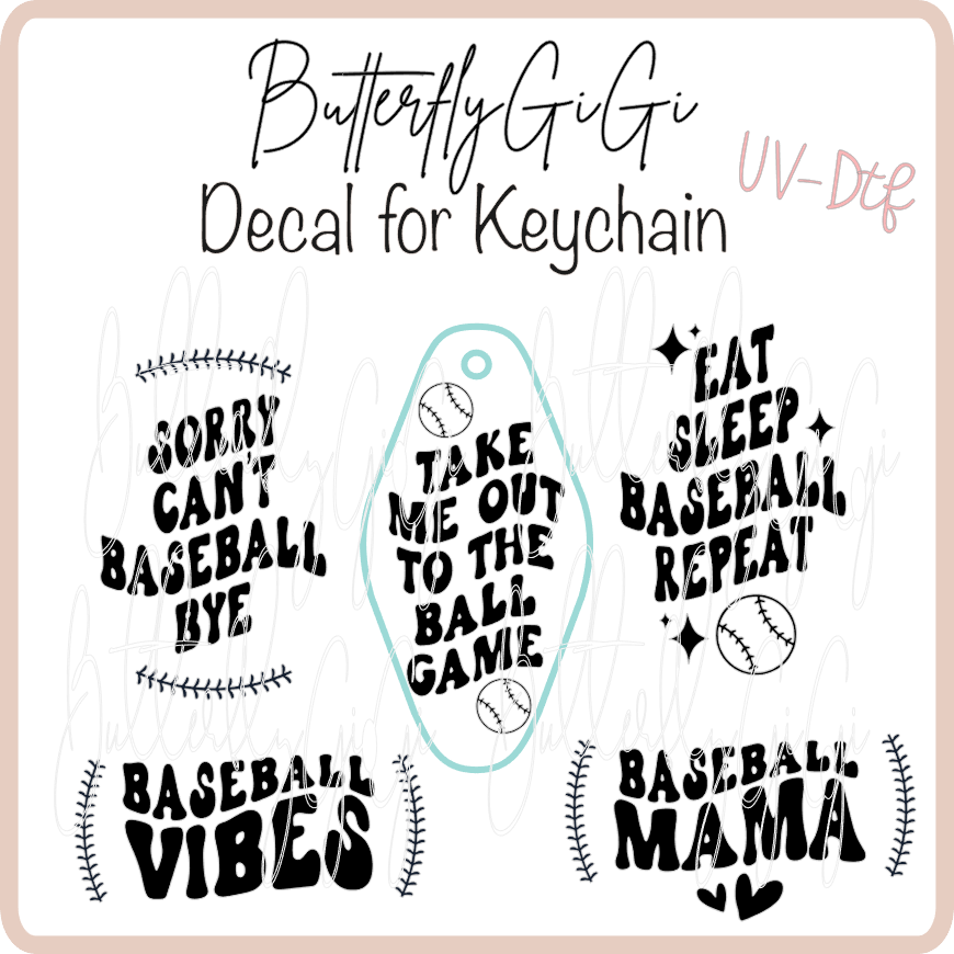 Baseball Hotel Keychain Decals UvDTF