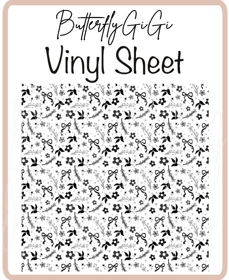 Black daisy Bows Vinyl Sheet