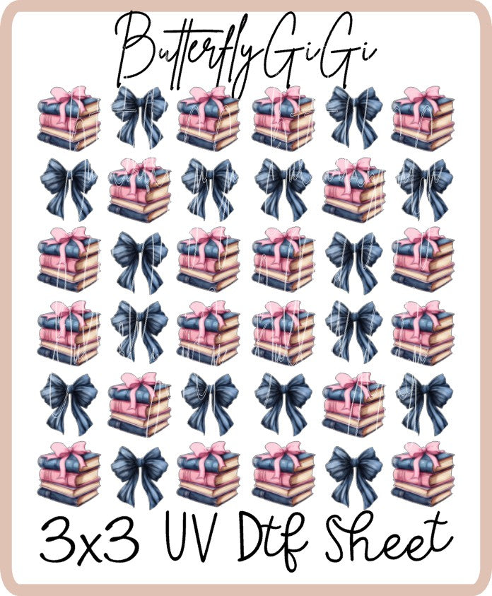 Black Pink Books UV Dtf SHEET