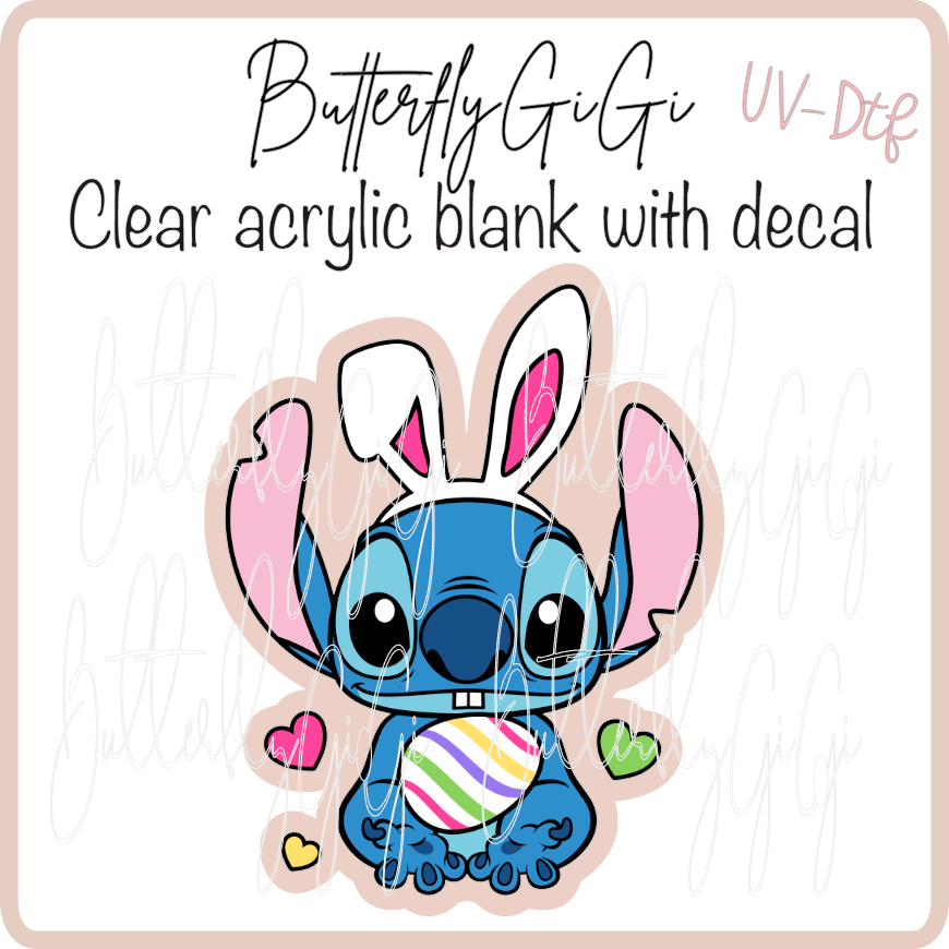 Blue alien Bunny Heart UvDTF