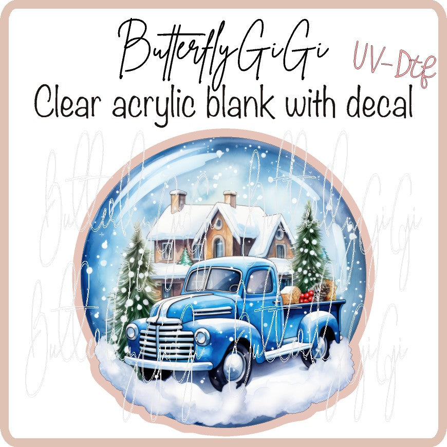 Blue Truck Snowglobe UV DTF