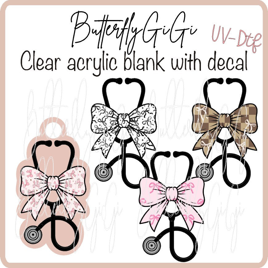 Bow Theme Stethoscope UVDTF Charms