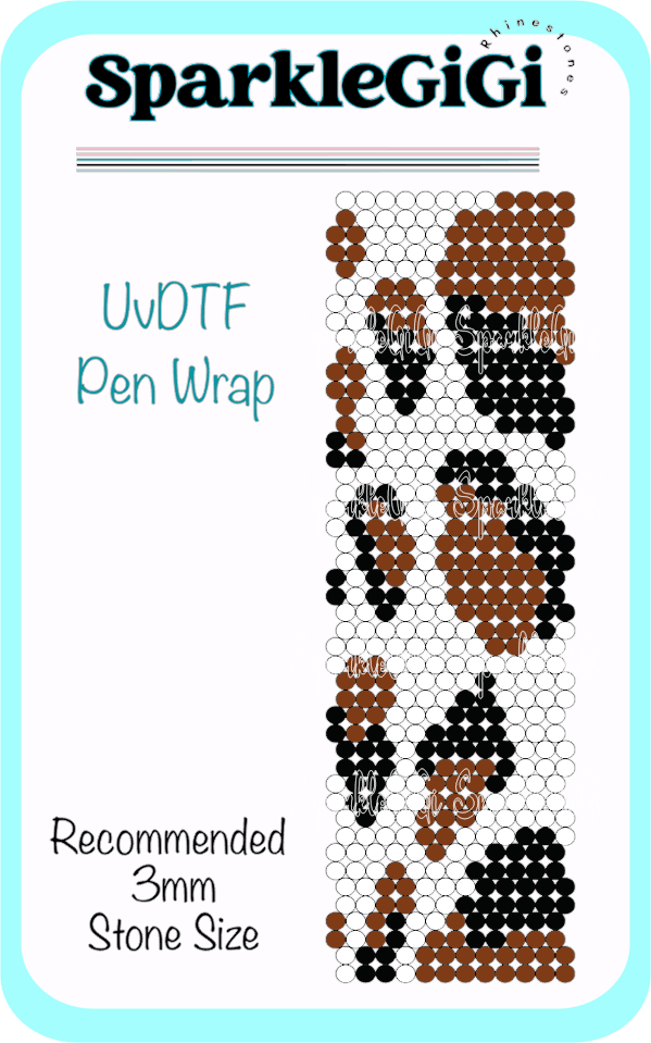 Brown Black Cow Rhinestone Pen Wrap Template UVDTF