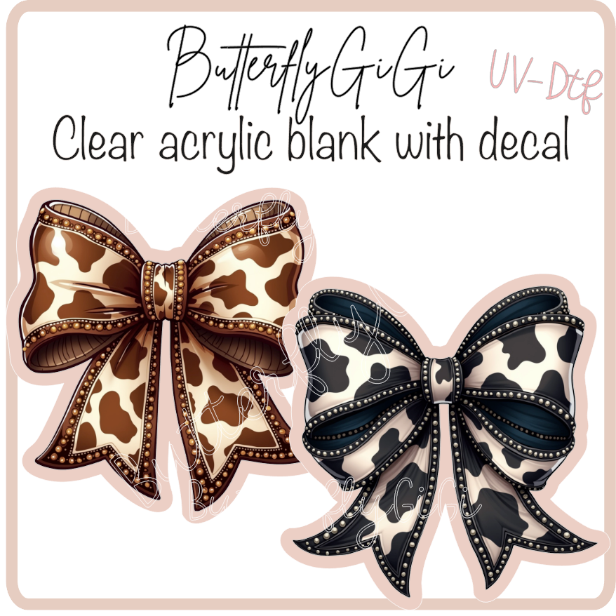Brown Black Cow Bow UvDtf