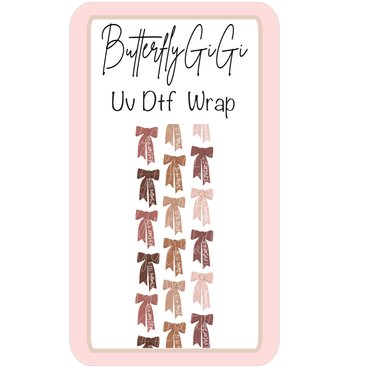 Brown Bows Scripture UV Dtf Wrap
