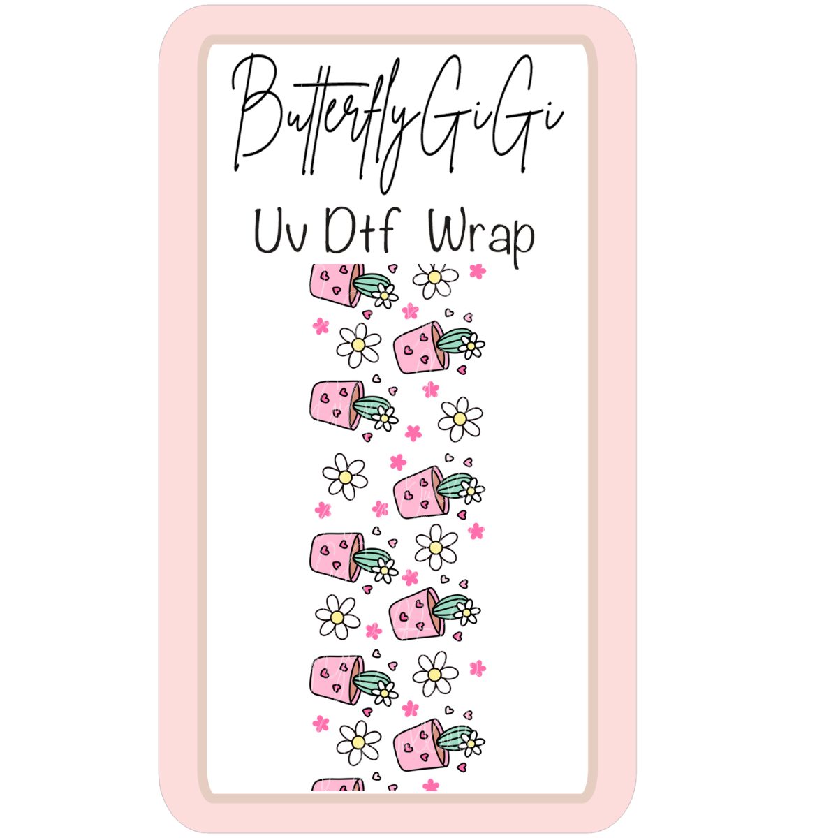 Wrap Cactus Cute Pink UV Dtf