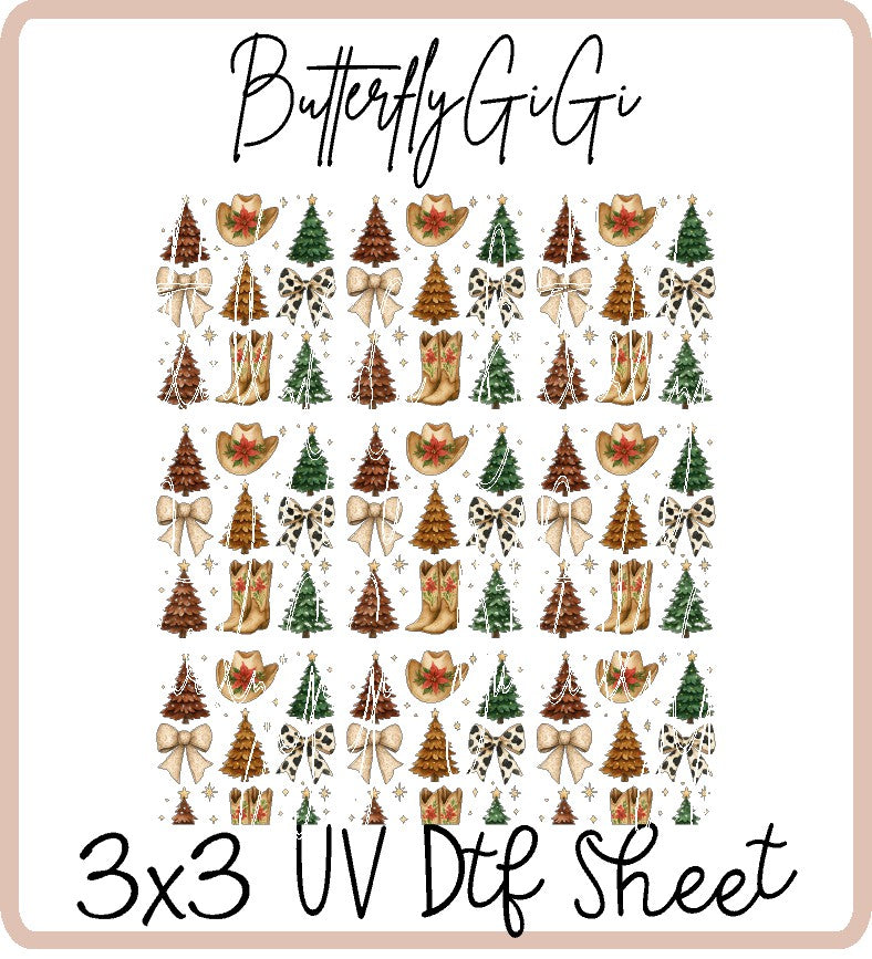 Country Christmas Uv Dtf Sheet