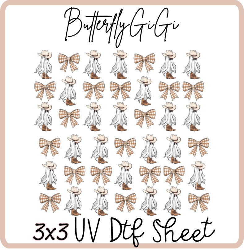 3x3 Cowboy Ghost Uv Dtf SHEET