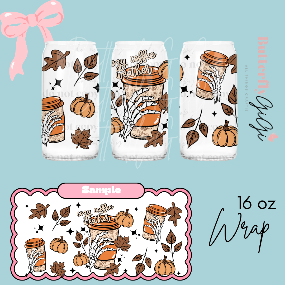 Cozy Coffee Weather Vibes 16oz UVDTF Wrap
