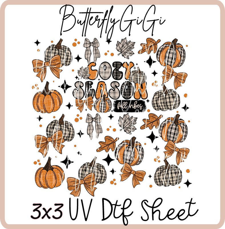 3x3 Cozy Season Uv Dtf SHEET