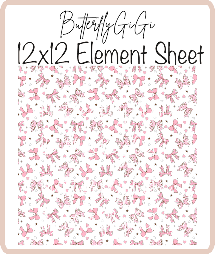 Daisy Pink Bows 12x12 UVDTF Element Sheet