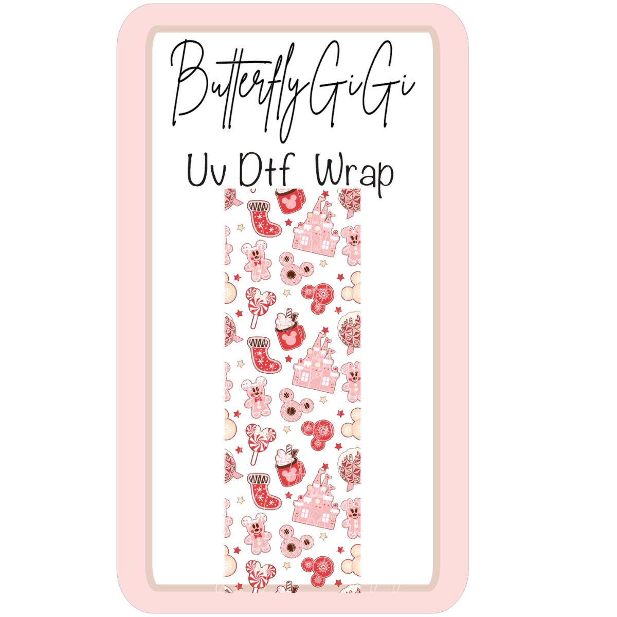 Wrap Christmas Mouse Snacks Pink UV Dtf