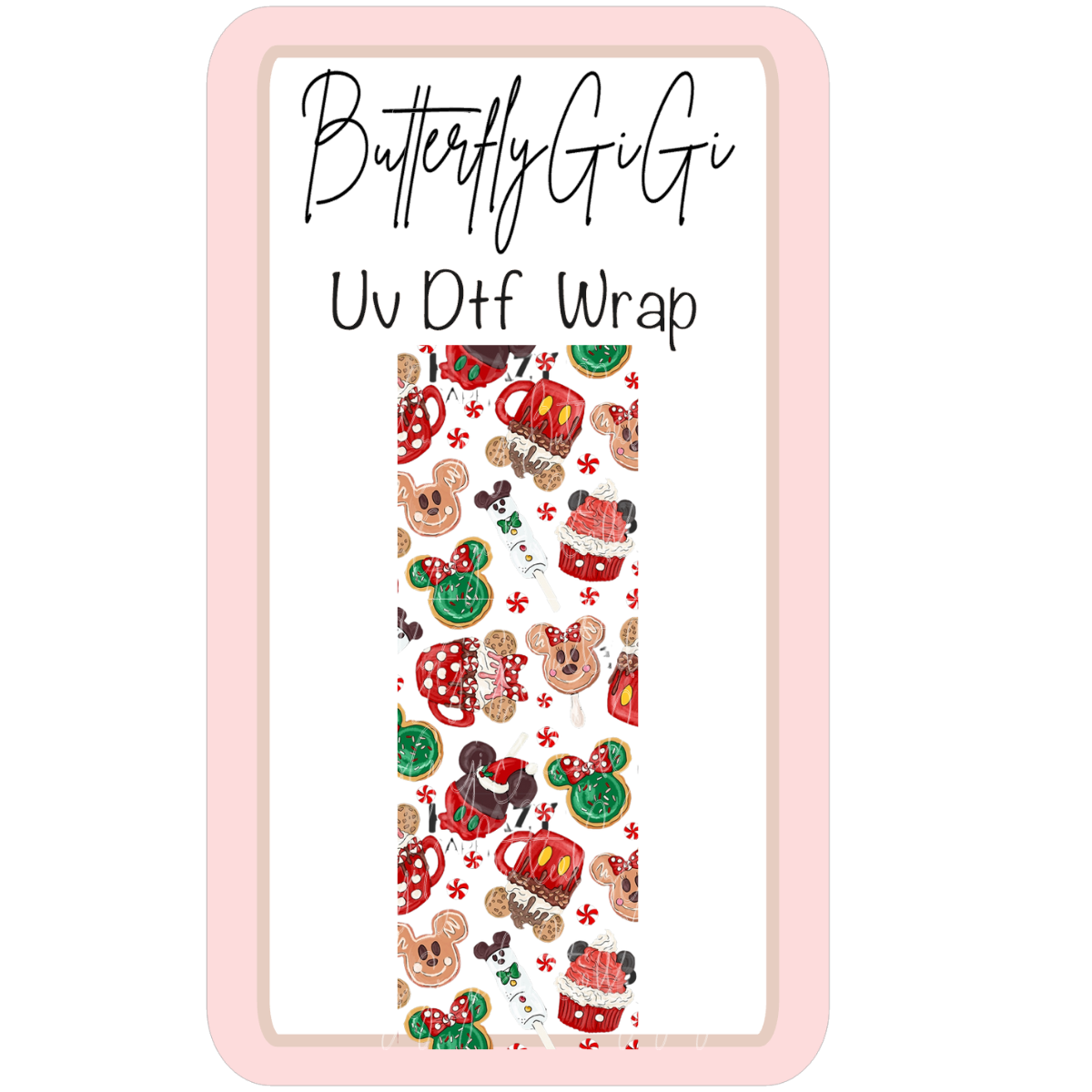 Wrap Christmas Mouse Snacks Red UV Dtf
